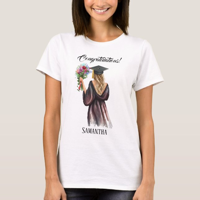Personalized Watercolor Graduation (11) T-Shirt (Front)