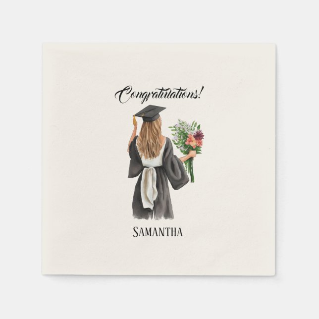 Personalized Watercolor Graduation (12) Napkin (Front)