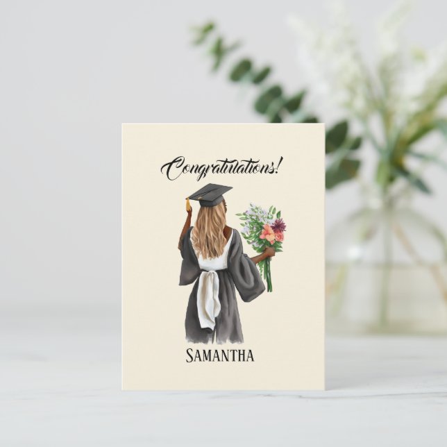 Personalized Watercolor Graduation (13) Postcard (Standing Front)