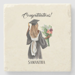 Personalized Watercolor Graduation (13) Stone Coaster