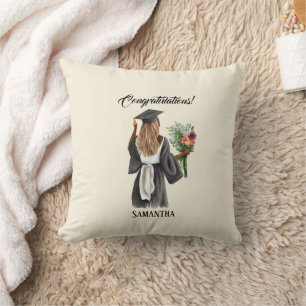 Personalized Watercolor Graduation (13) Throw Pillow