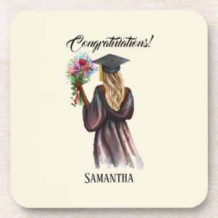 Personalized Watercolor Graduation (14) Coaster