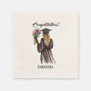 Personalized Watercolor Graduation (14) Napkin