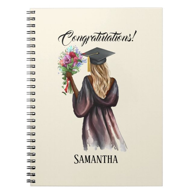 Personalized Watercolor Graduation (14) Notebook (Front)