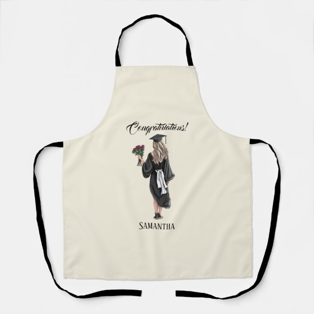 Personalized Watercolor Graduation (3) Apron (Front)