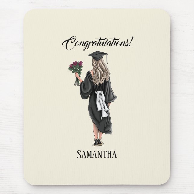 Personalized Watercolor Graduation (3) Mouse Pad (Front)