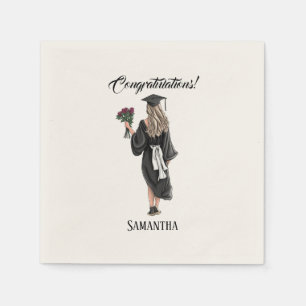 Personalized Watercolor Graduation (3) Napkin
