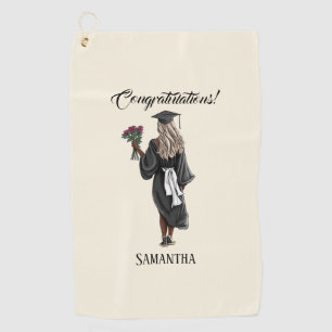 Personalized Watercolor Graduation (4) Golf Towel