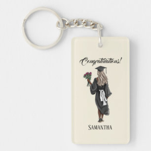 Personalized Watercolor Graduation (4) Keychain