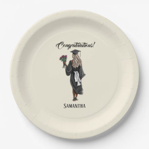 Personalized Watercolor Graduation (4) Paper Plate