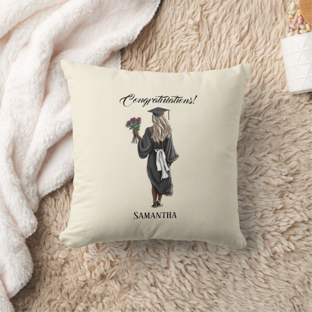 Personalized Watercolor Graduation (4) Throw Pillow (Blanket)