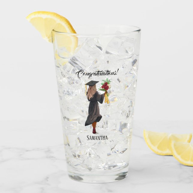 Personalized Watercolor Graduation (5) Glass (Front Ice)