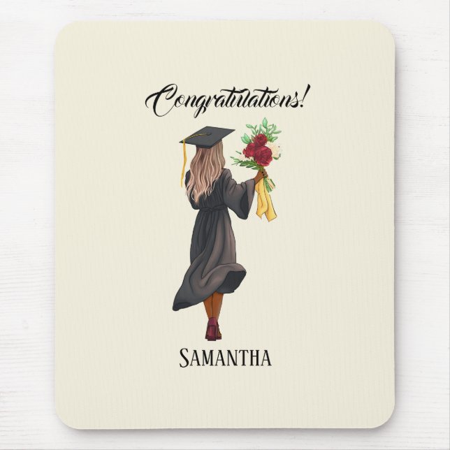 Personalized Watercolor Graduation (5) Mouse Pad (Front)