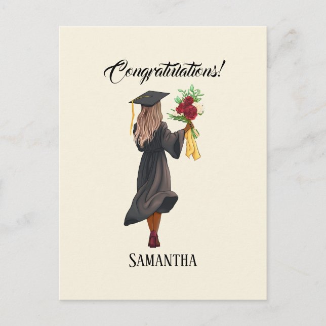 Personalized Watercolor Graduation (5) Postcard (Front)