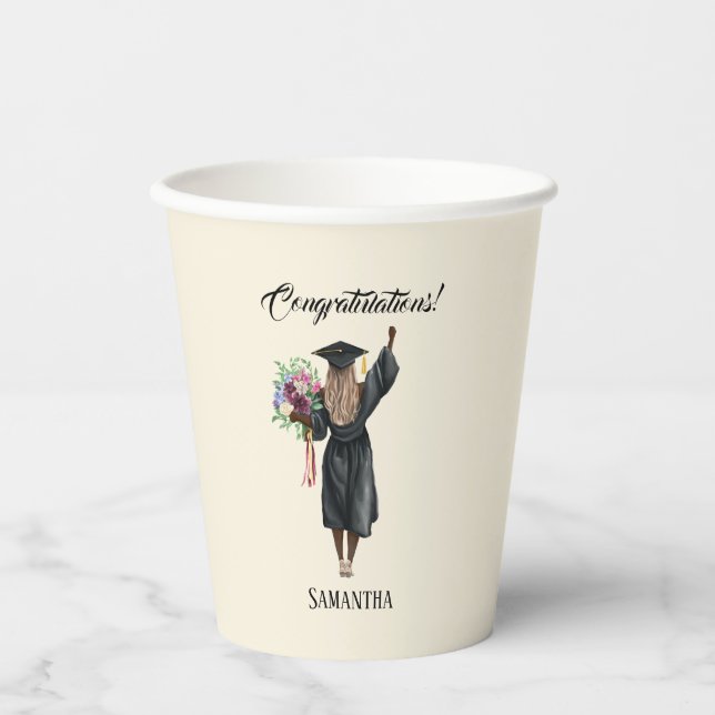Personalized Watercolor Graduation (7) Paper Cups (Front)
