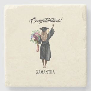 Personalized Watercolor Graduation (7) Stone Coaster