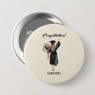 Personalized Watercolor Graduation (8) 3 Inch Round Button