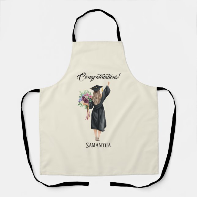 Personalized Watercolor Graduation (8) Apron (Front)