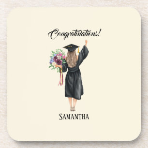 Personalized Watercolor Graduation (8) Coaster
