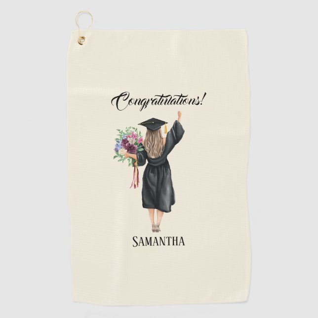 Personalized Watercolor Graduation (8) Golf Towel (Front)