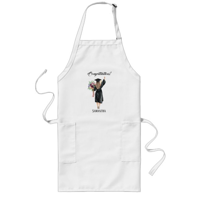 Personalized Watercolor Graduation (8) Long Apron (Front)