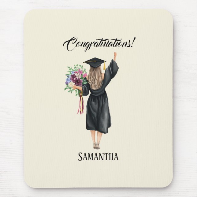 Personalized Watercolor Graduation (8) Mouse Pad (Front)