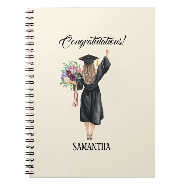 Personalized Watercolor Graduation (8) Notebook (Front)