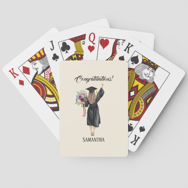 Personalized Watercolor Graduation (8) Playing Cards (Back)