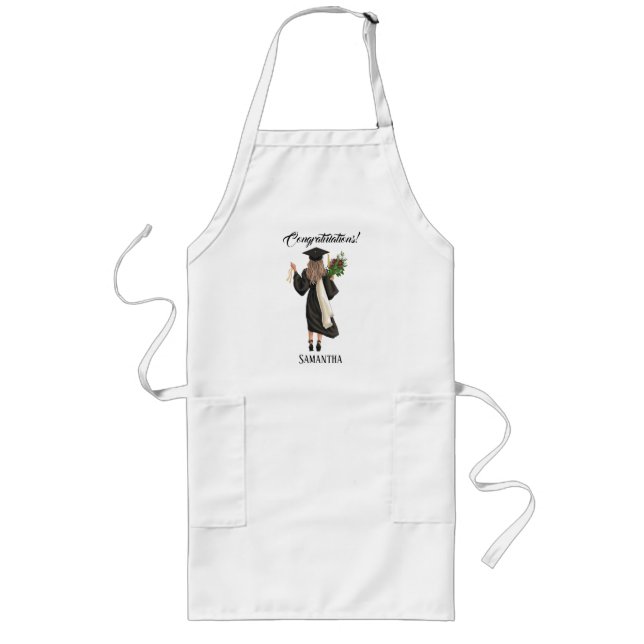 Personalized Watercolor Graduation (9) Long Apron (Front)