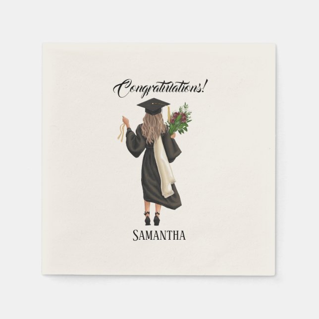 Personalized Watercolor Graduation (9) Napkin (Front)