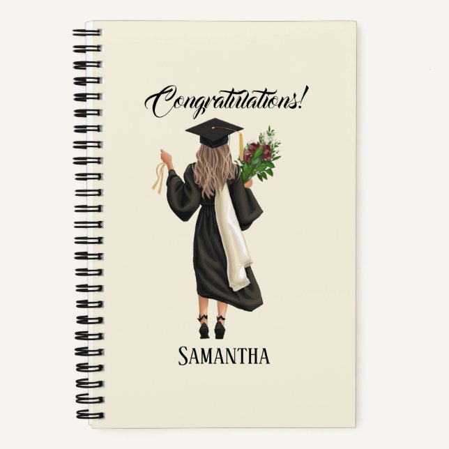 Personalized Watercolor Graduation (9) Notebook (Front)