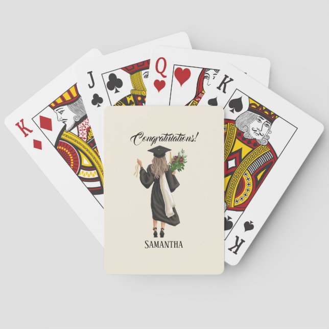 Personalized Watercolor Graduation (9) Playing Cards (Back)