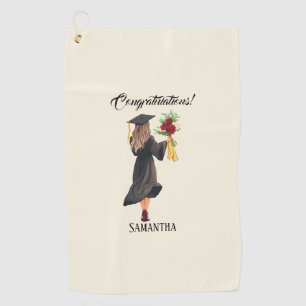 Personalized Watercolor Graduation Golf Towel