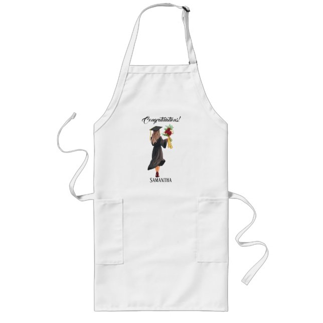 Personalized Watercolor Graduation  Long Apron (Front)