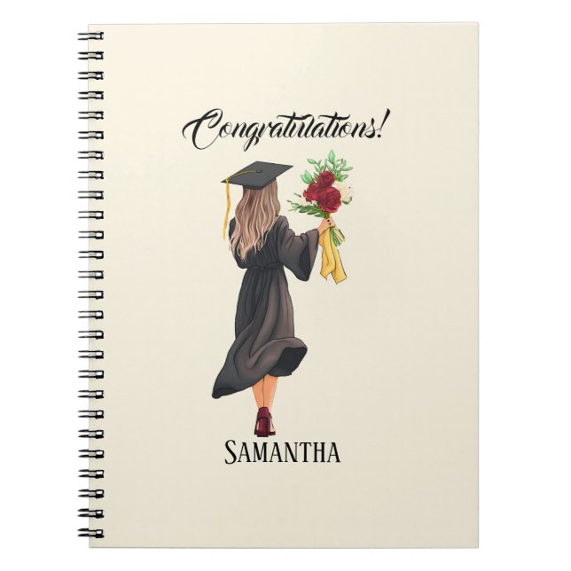 Personalized Watercolor Graduation  Notebook (Front)