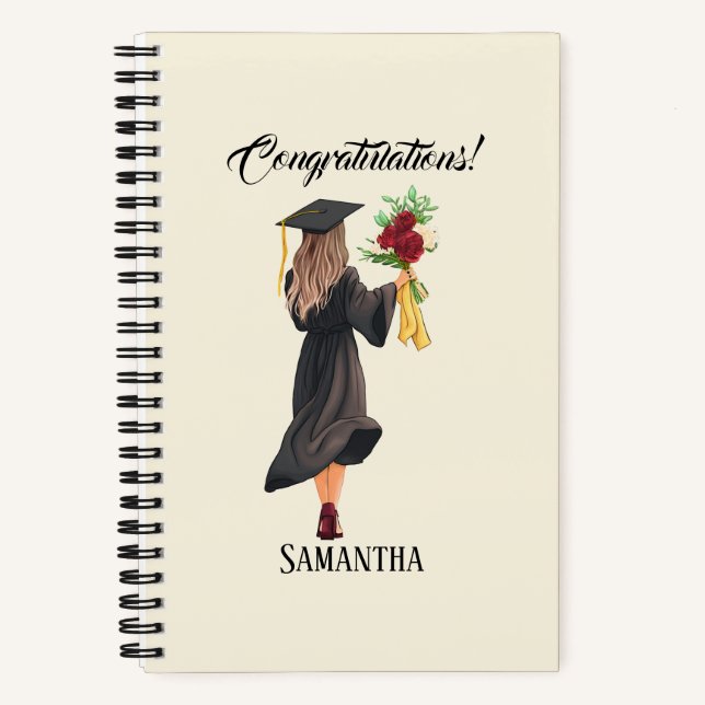 Personalized Watercolor Graduation  Notebook (Front)