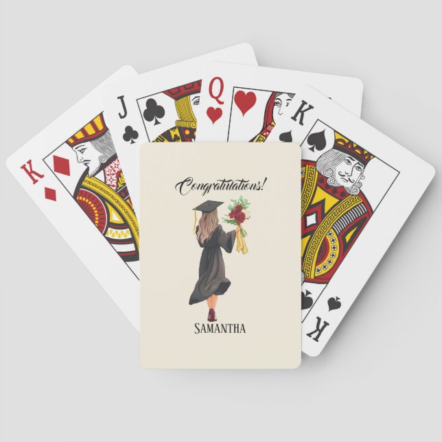 Personalized Watercolor Graduation  Playing Cards (Back)