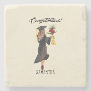 Personalized Watercolor Graduation Stone Coaster