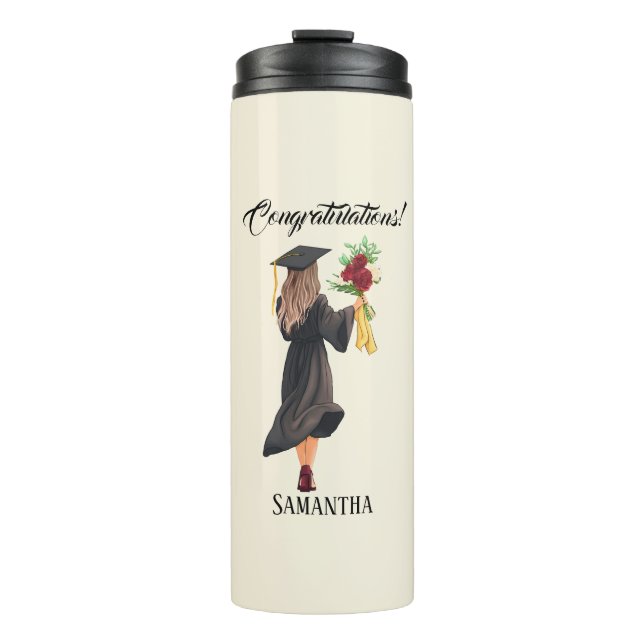 Personalized Watercolor Graduation  Thermal Tumbler (Front)