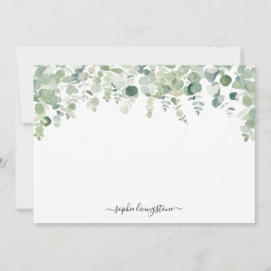 Personalized Watercolor Green Eucalyptus Leaves Card