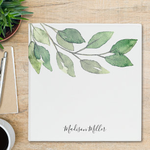 Personalized Watercolor Greenery Binder