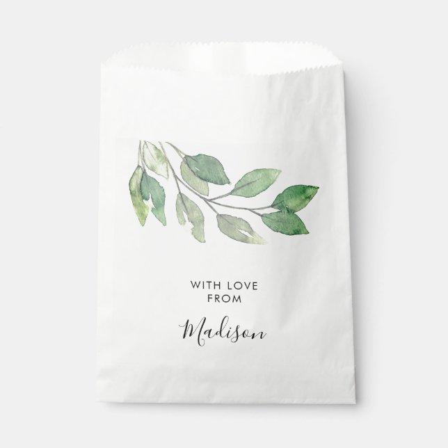Personalized Watercolor Greenery Favour Bag (Front)