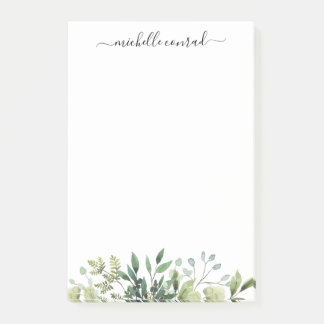 Personalized Watercolor Greenery Notepad