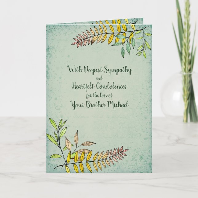 Personalized Watercolor Greenery Sympathy Card (Front)