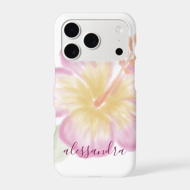 Personalized Watercolor Hibiscus iPhone Case (Back)