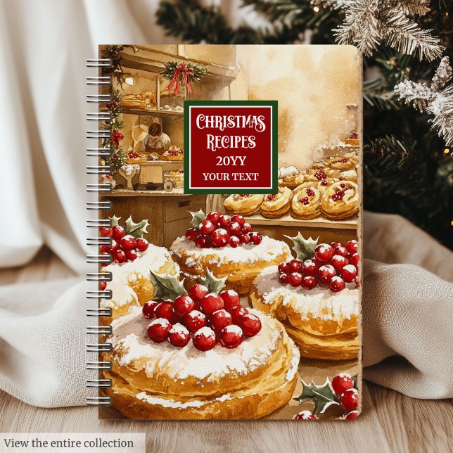 Personalized Watercolor Holiday Cookbook Gift Notebook (Personalized Watercolor Holiday Cookbook Gift)