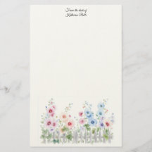Personalized Watercolor Hollyhock Stationery