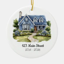 Personalized Watercolor House Ornament Address
