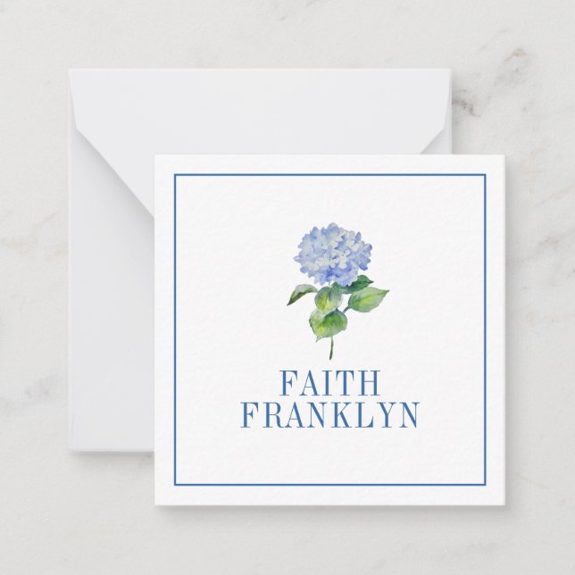 Personalized Watercolor Hydrangea Calling Card (Front)