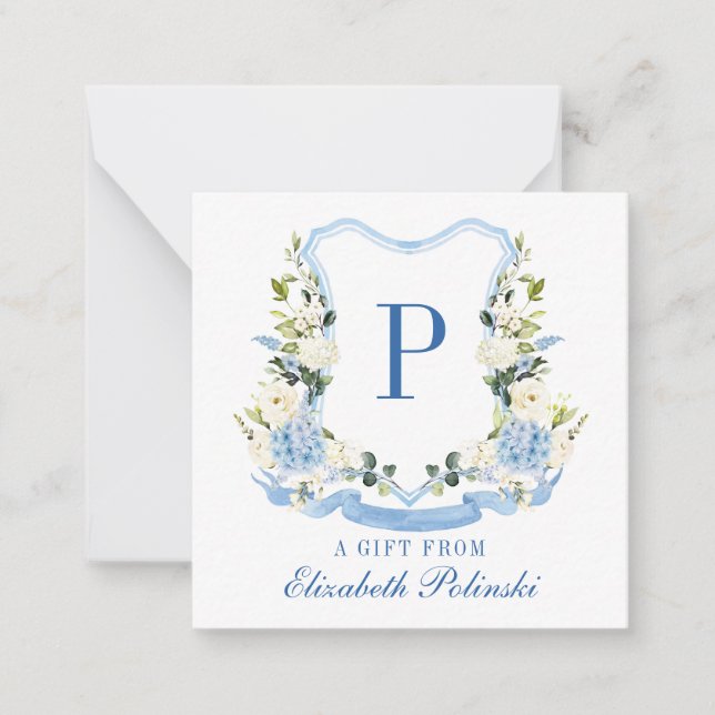 Personalized Watercolor Hydrangea Gift Enclosure Card (Front)